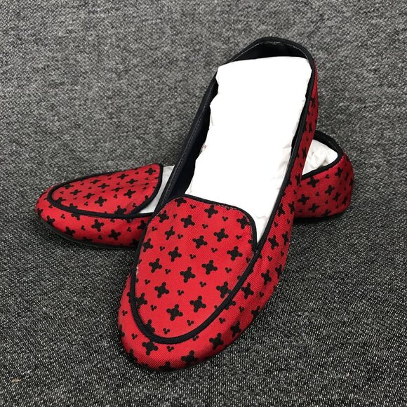 GAP Women’s Red Blue Fabric Slip On Ballerina Flats Shoes Size 7 EU 38 UK 5 - Picture 1 of 9